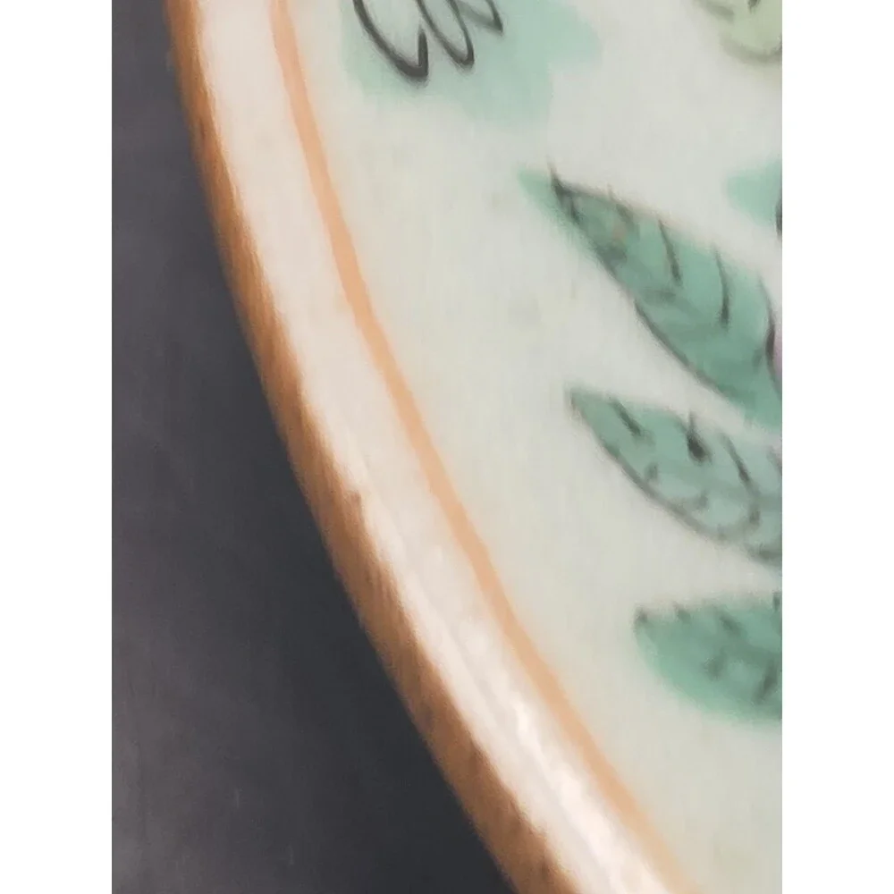 Antique Chinese Celadon Canton Famille Rose Plate 7